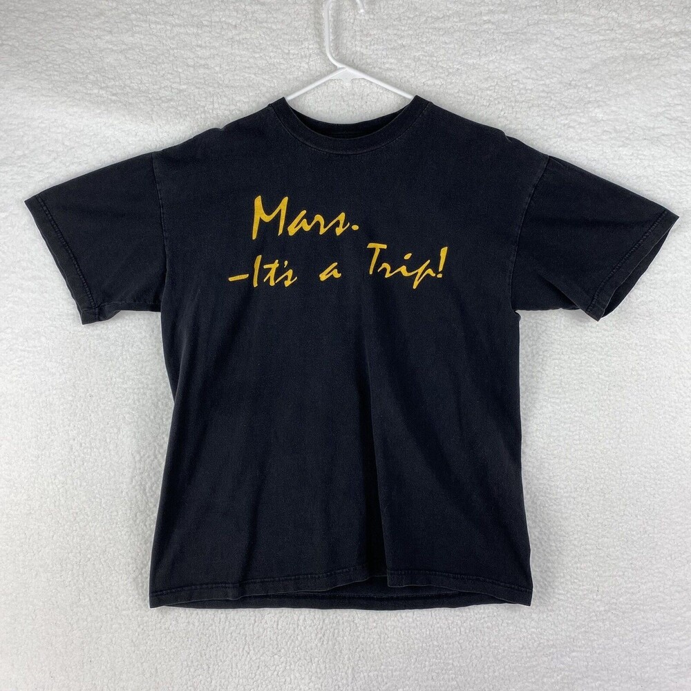 Vintage Mars Musicians Planet Shirt Mens Size L Black Music‎ Store Tee 90s Faded